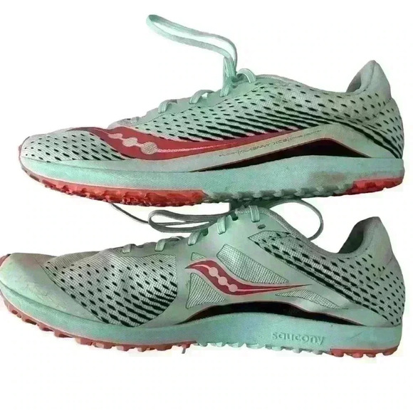 Saucony Women’s Kilkenny XC 8 Spike-Mint/Vizi Coral Size 10.5 Athletic Running - Picture 4 of 12